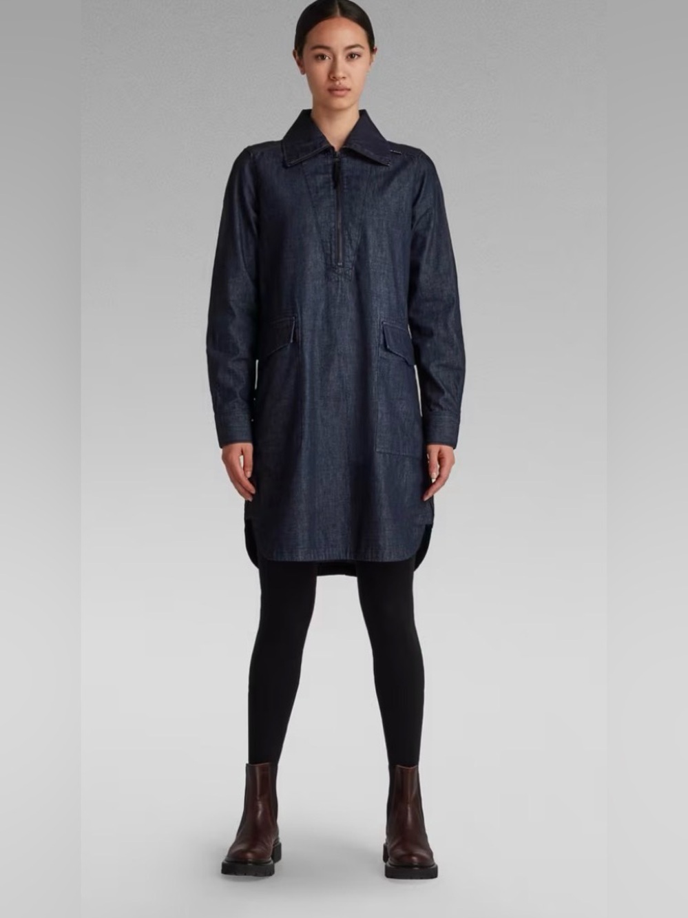 G-Star RAW Tunic Dress Rinsed Organic Cotton Denim Size S